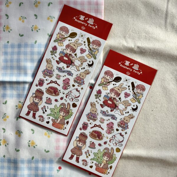 Hej Jeje Raspberry Party Gold Leaf Sticker Sheet